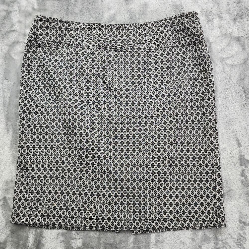 SOHO Apparel Skirt Women L Black White Geometric Pull On Pencil Back Slit Office